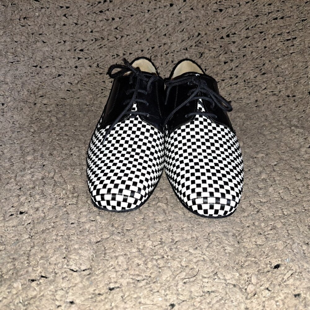 NUEVA EPOCA-Cordova-Woven Black/White Leather Dance Shoes-Sz 6.5UK/8US-NWOB - Picture 3 of 8